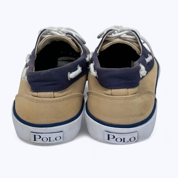 Ralph Lauren Polo Franz Boat Shoes Mens 11D Khaki Navy Driving Beach Resort Prep - Picture 6 of 9